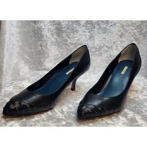 Max Studio Black Leather Pump Heels-Size 6.5
